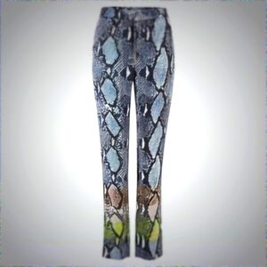 Diane Von Furstenberg Multicolor Snake Print Pants - Gray, Blue, Green